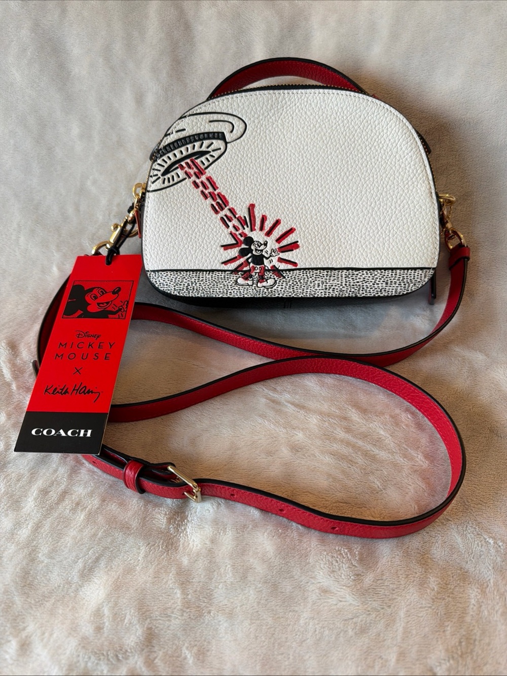 Coach Disney x Keith Haring Mickey Mouse Serena Satchel Crossbody C6976